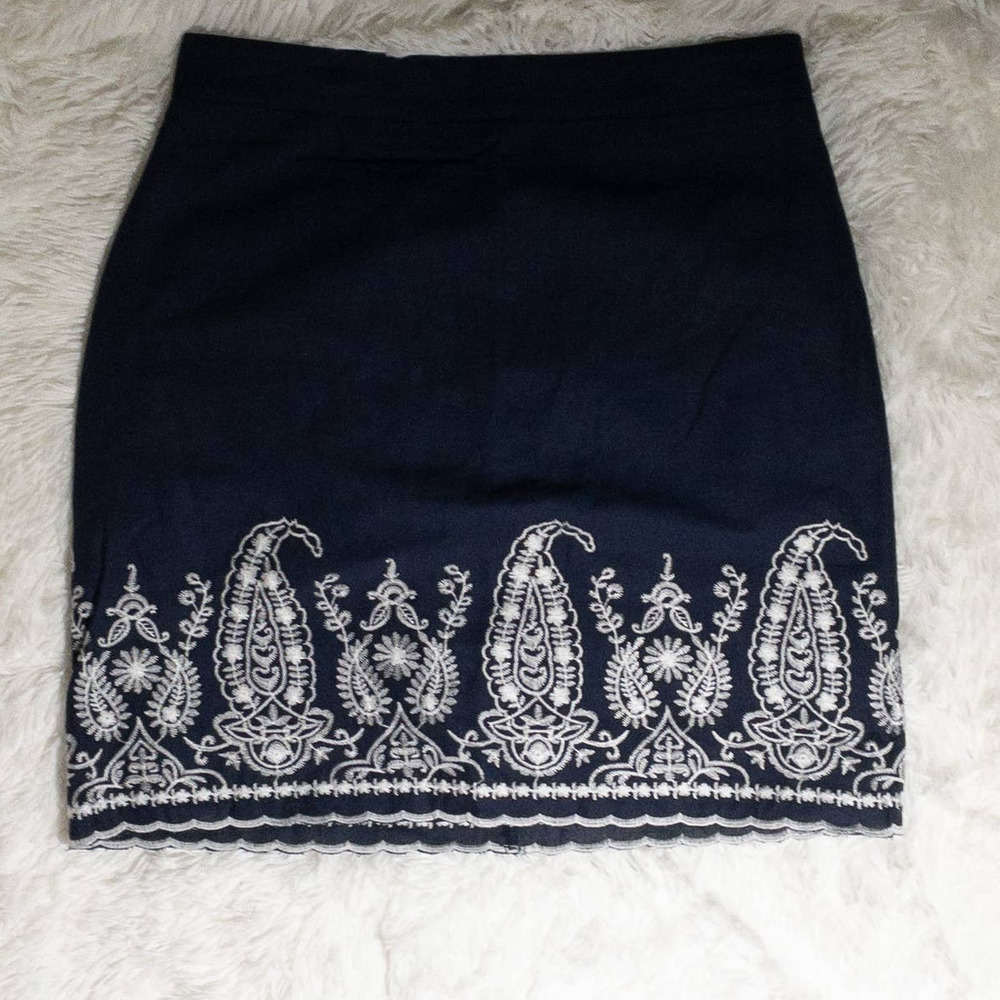 Francesca's mi ami blue paisley Embroidered skirt
